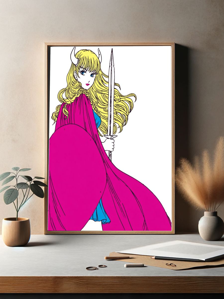 Horned Warrior Girl Illustration Poster. — room view 2
