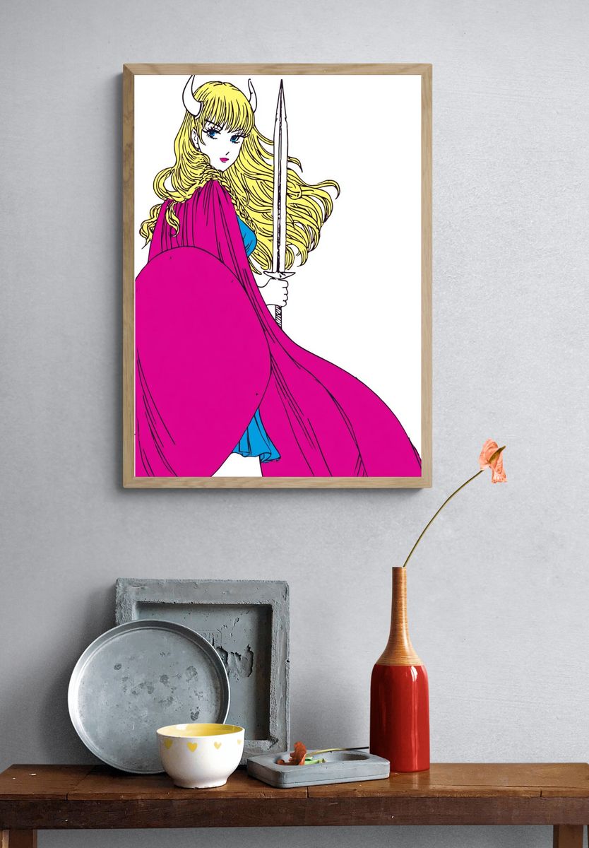 Horned Warrior Girl Illustration Poster. — room view 3
