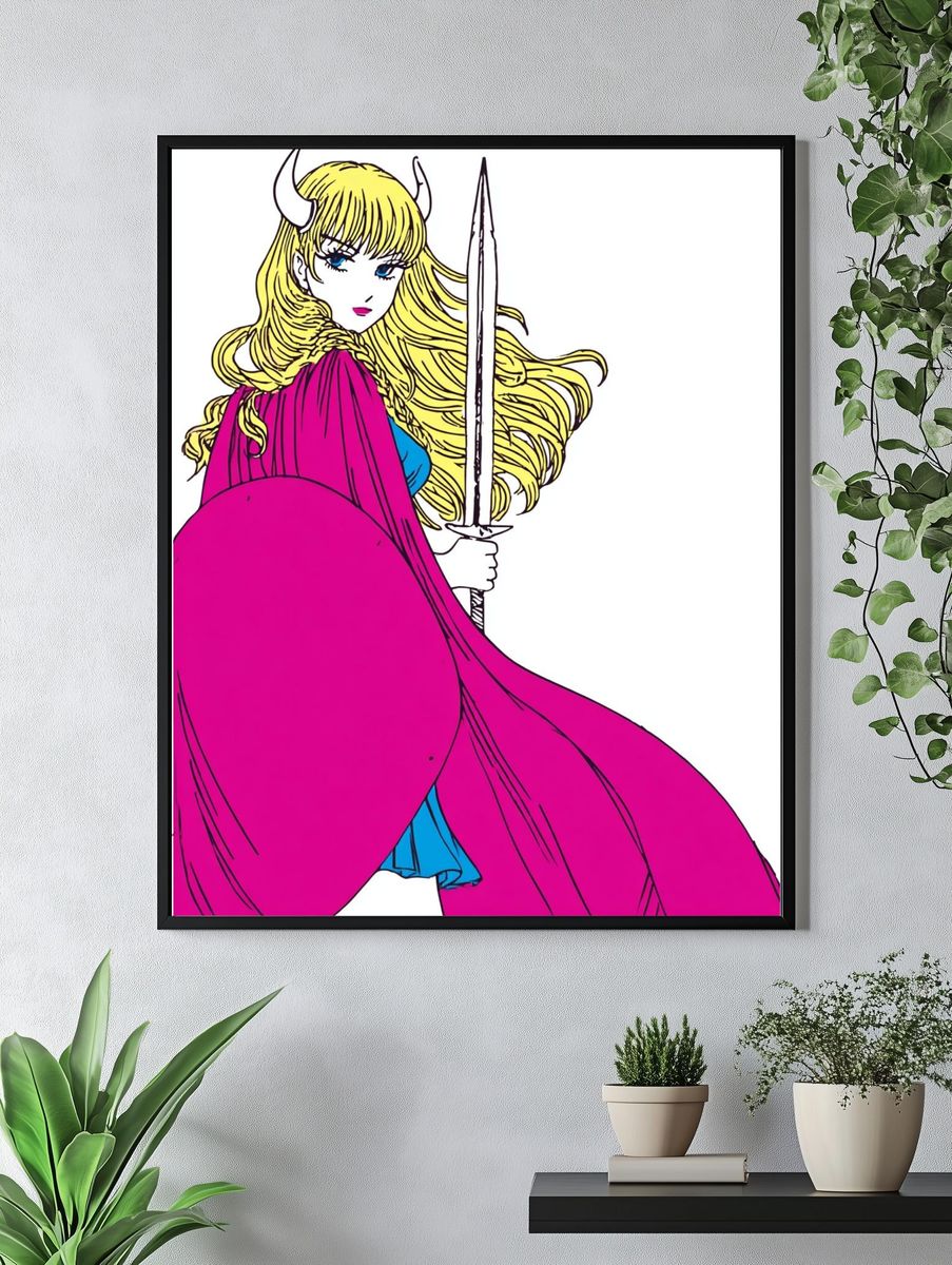 Horned Warrior Girl Illustration Poster. — room view 4