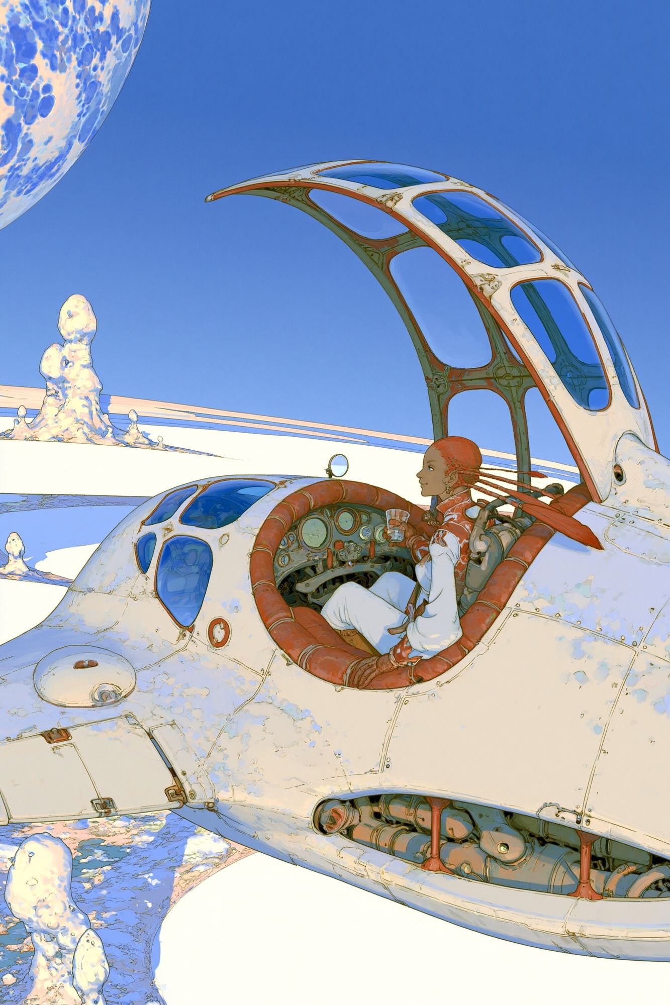 Retro Futuristic Spacecraft Illustration Poster. poster — illustration art