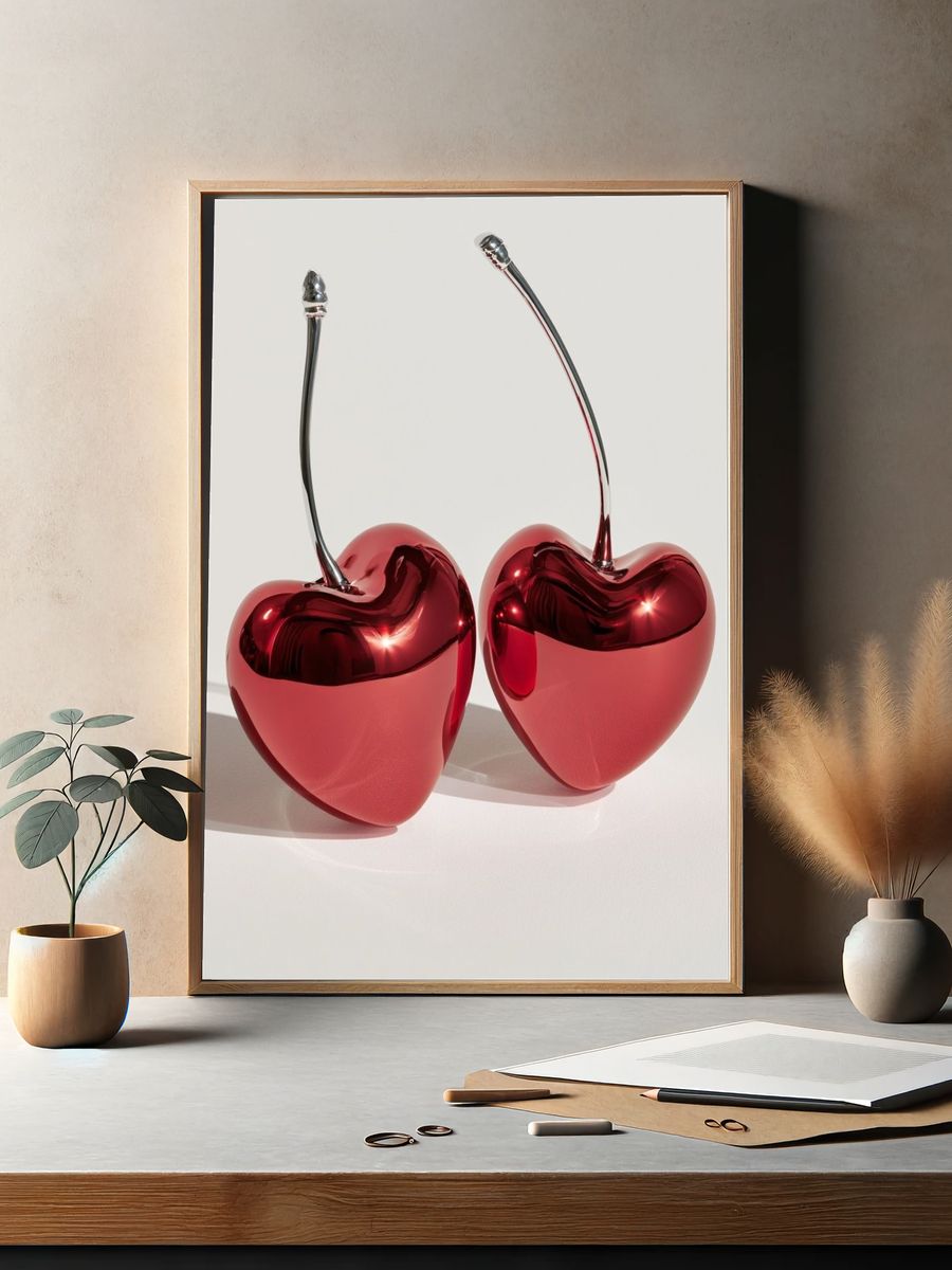 Glossy Cherry Hearts Poster. — room view 2