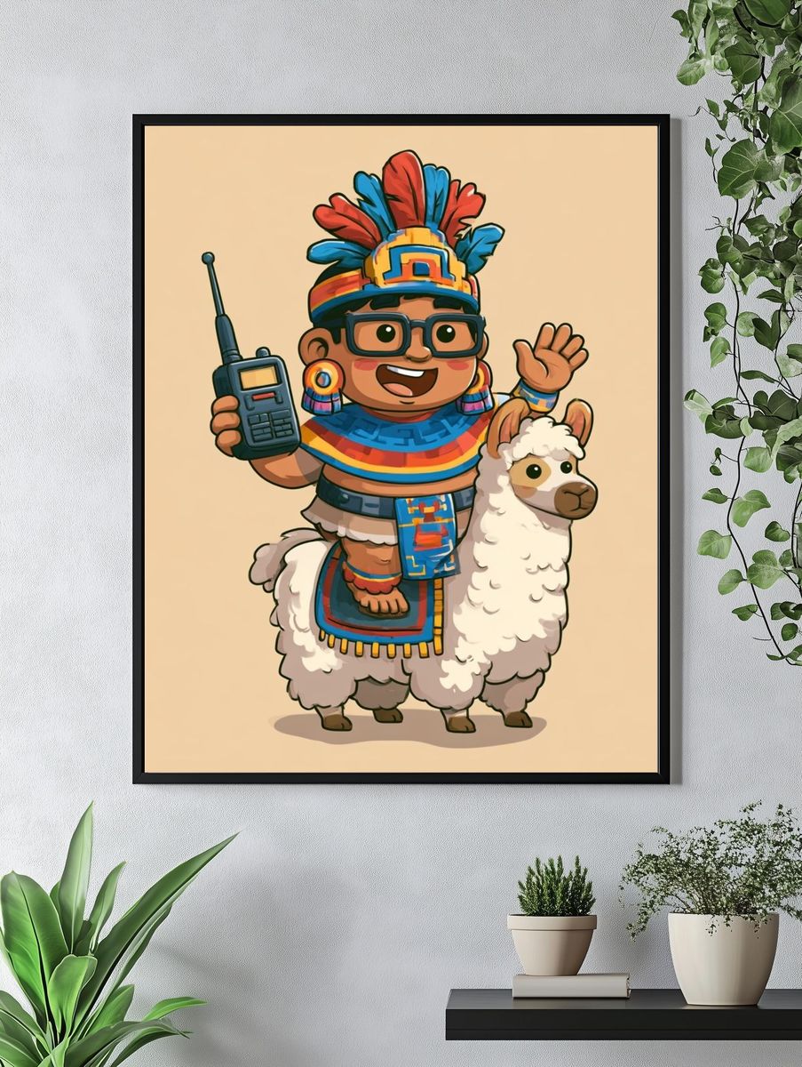 Andean Llama Rider Illustration Poster. — room view 4