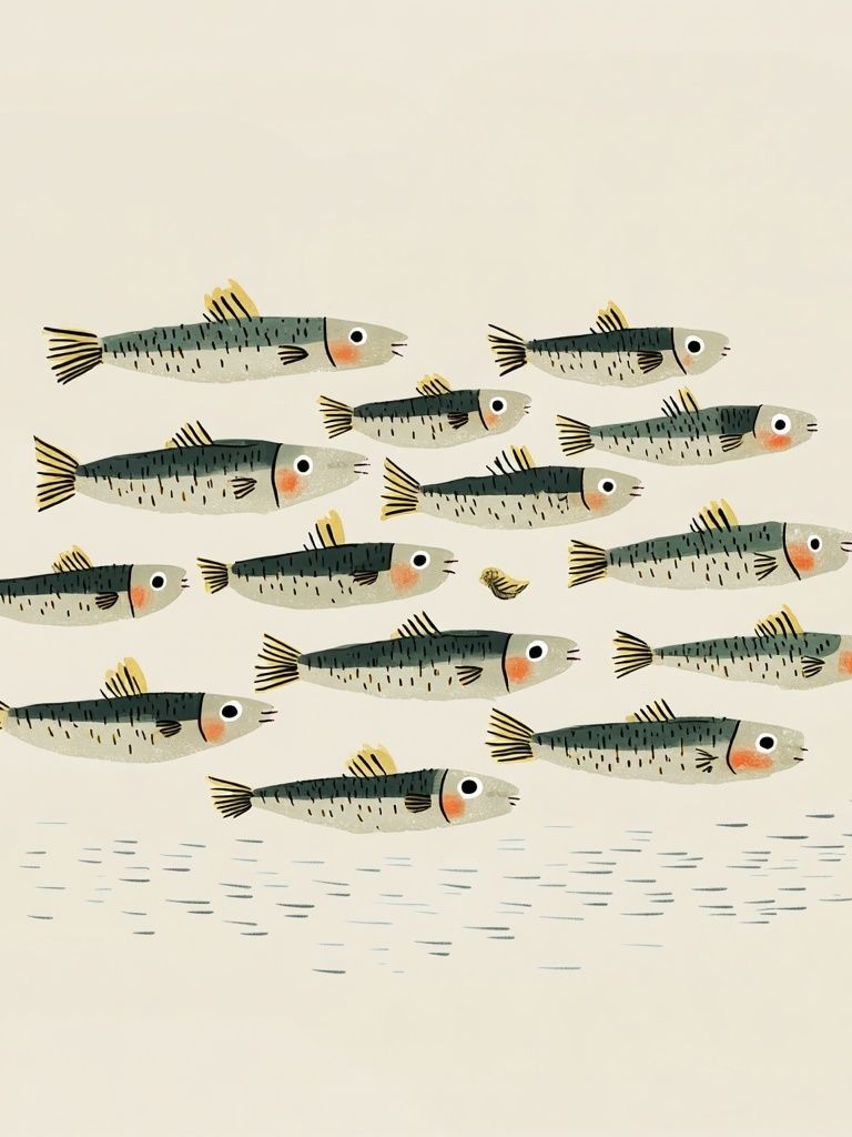 School of Fish Illustration Poster. poster detail