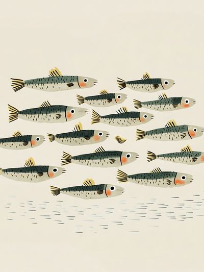 School of Fish Illustration Poster. poster
