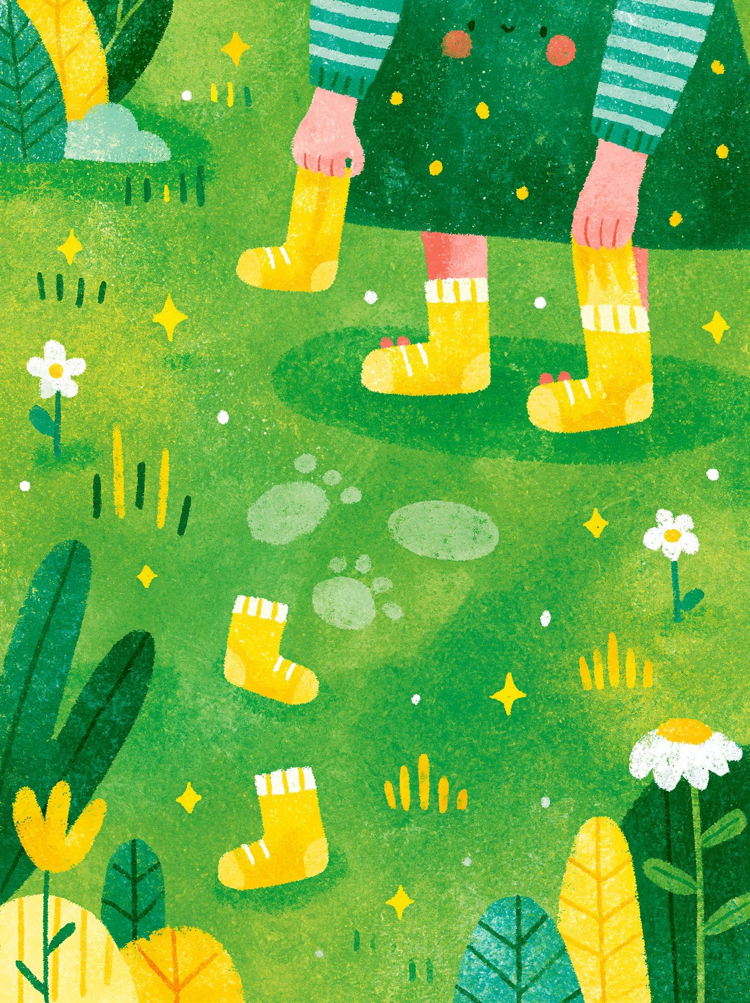 Whimsical Garden Steps Illustration Poster. poster — illustration art