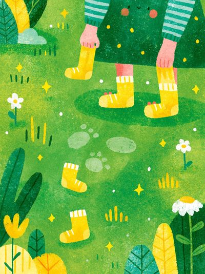 Whimsical Garden Steps Illustration Poster. poster