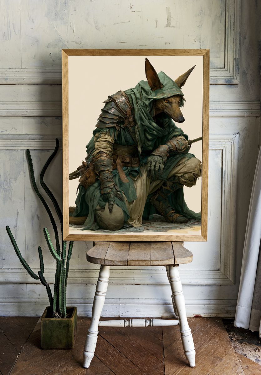Armored Fox Warrior Fantasy Print. — room view 1