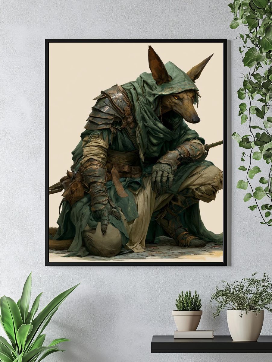 Armored Fox Warrior Fantasy Print. — room view 4