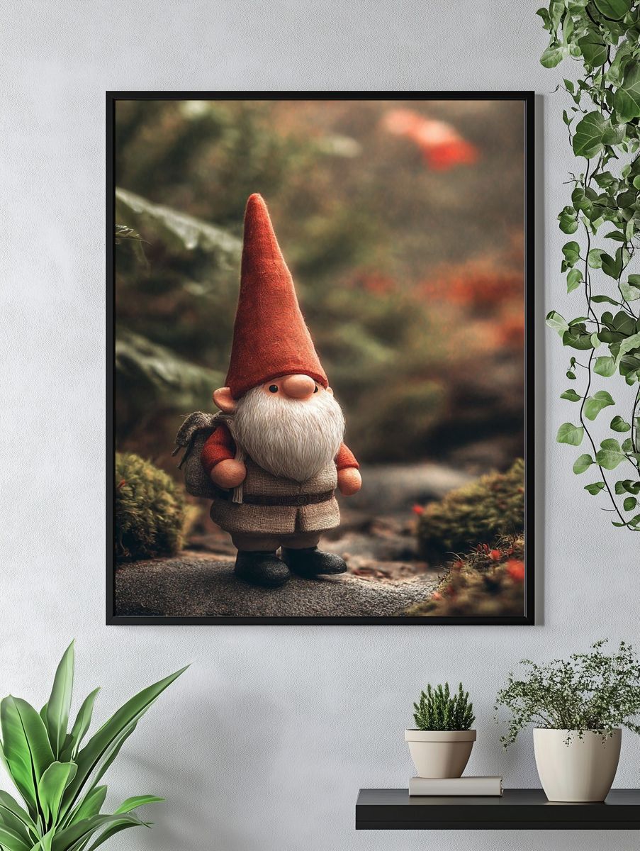 Garden Gnome Portrait Print. — room view 4