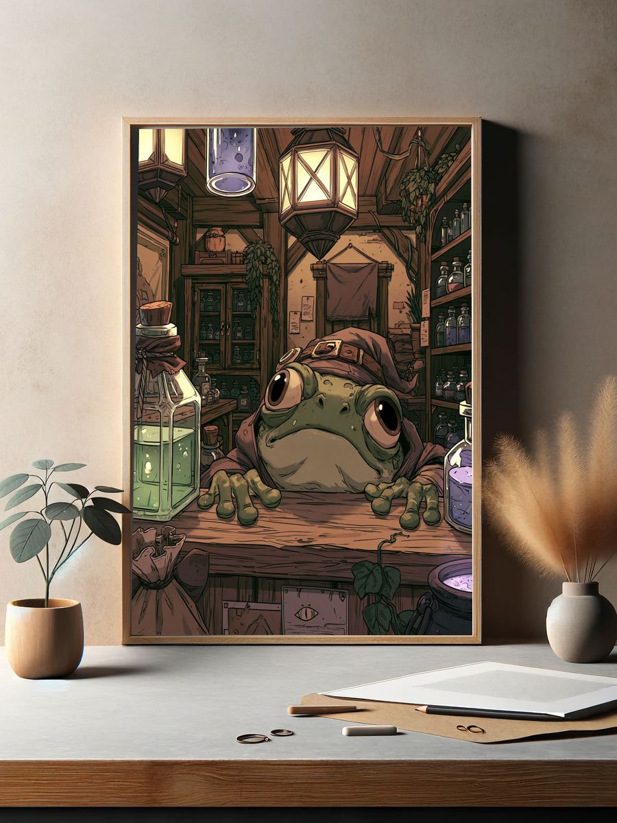 Wizard Frog Potion Shop Poster. — room view 2