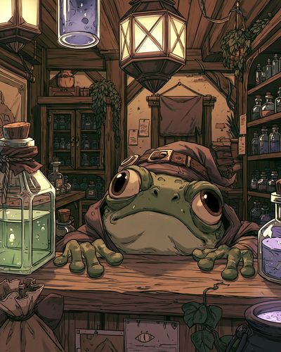 Wizard Frog Potion Shop Poster. poster