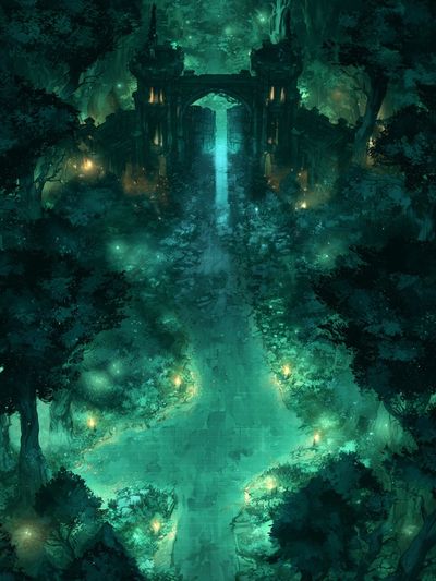 Enchanted Forest Gate Digital Art Poster.