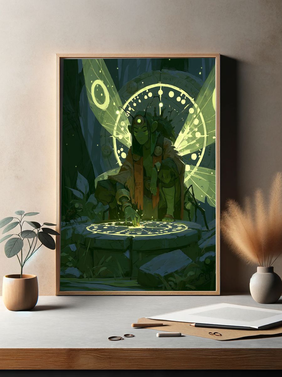 Surreal Totemic Figures Illustration Poster. — room view 2