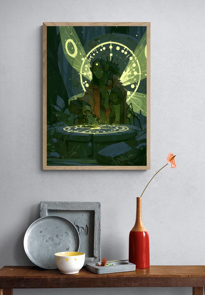 Surreal Totemic Figures Illustration Poster. — room view 3