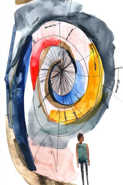 Spiral Figure Watercolor Print.