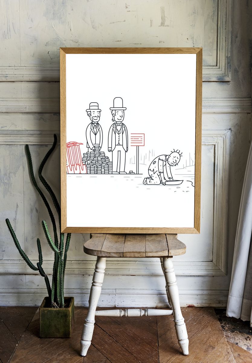 Charity and Poverty Cartoon Poster. — room view 1