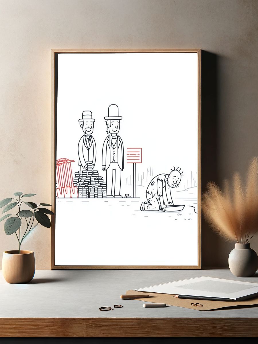 Charity and Poverty Cartoon Poster. — room view 2