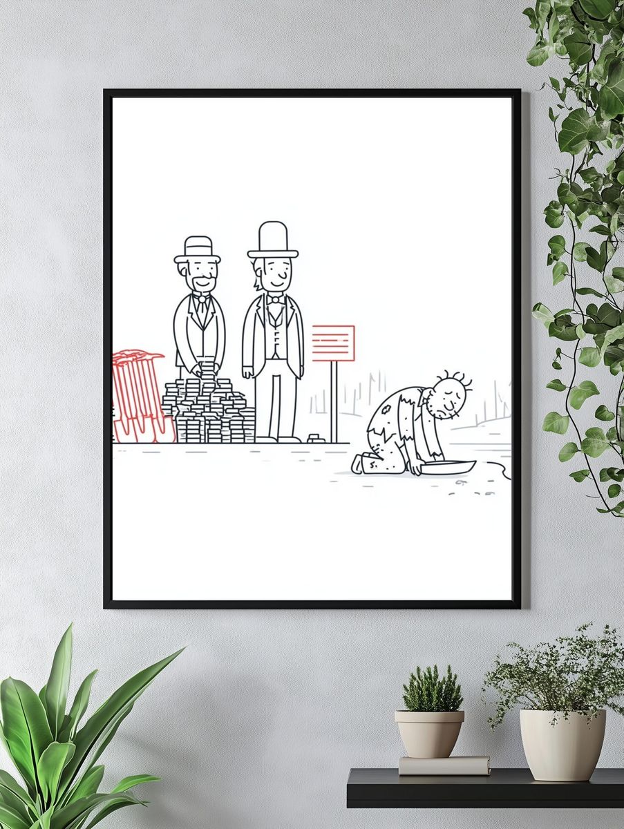 Charity and Poverty Cartoon Poster. — room view 4