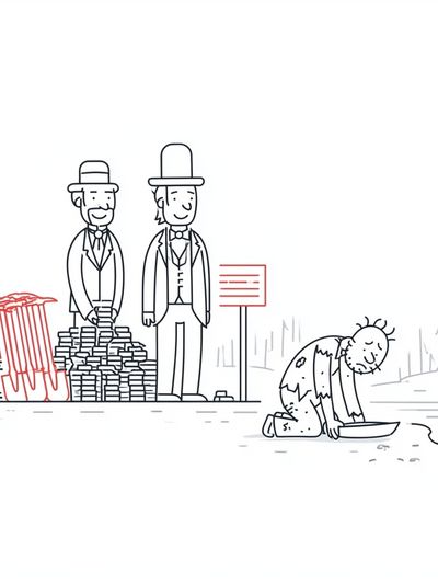 Charity and Poverty Cartoon Poster. poster