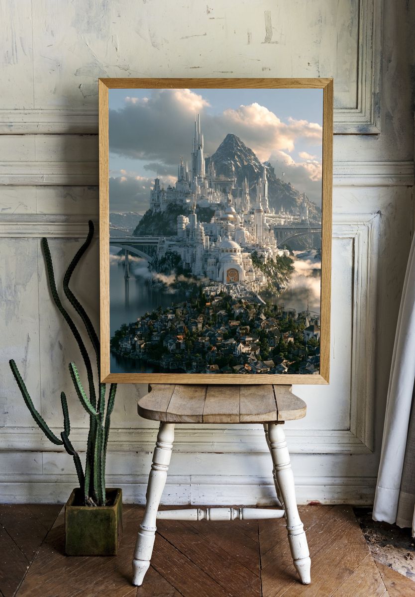 Fantasy Mountain Citadel Print. room preview