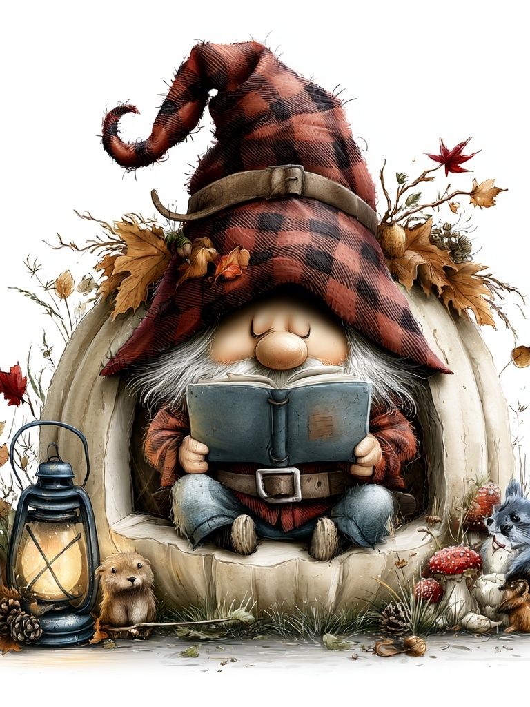 Autumn Gnome Reading Poster. poster detail