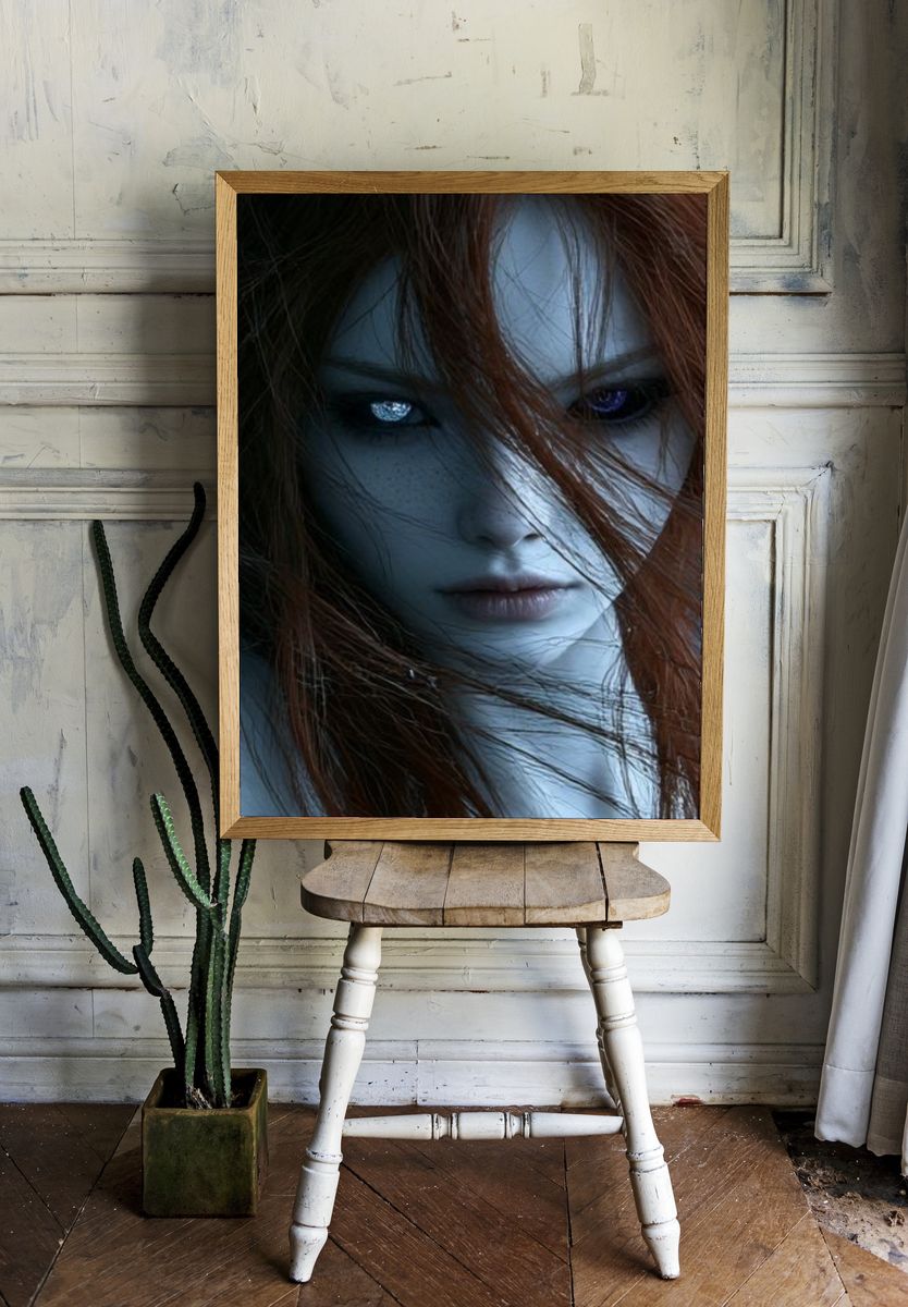 Mystic Blue Portrait Poster. room preview