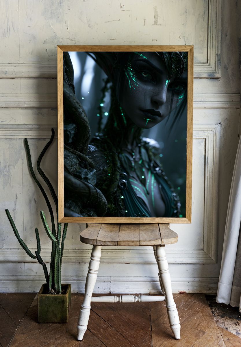 Forest Spirit Portrait Print. — room view 1
