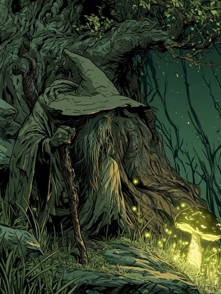 Forest Wizard Digital Art Print. poster — illustration art