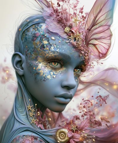 Dreamlike Floral Portrait Print. poster