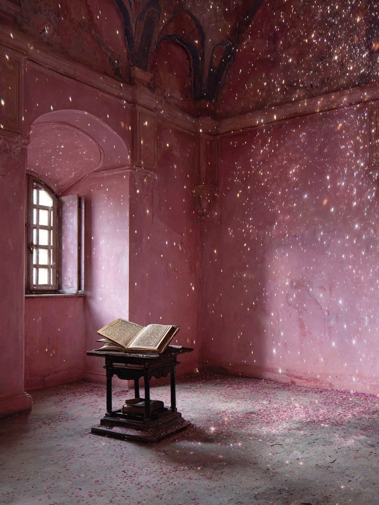 Enchanted Pink Library Poster. poster — illustration art
