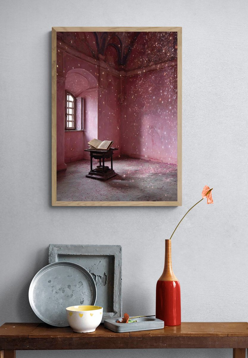 Enchanted Pink Library Poster. — room view 3