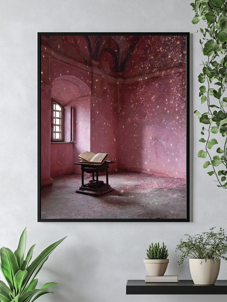 Enchanted Pink Library Poster. — room view 4