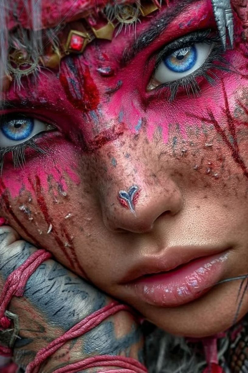 Surreal Painted Face Portrait Print. poster detail