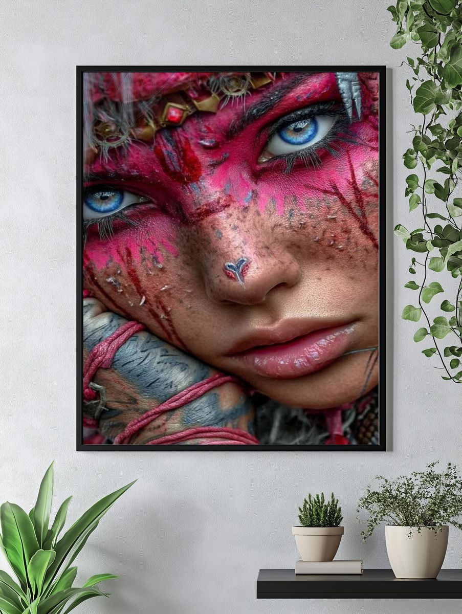 Surreal Painted Face Portrait Print. — room view 4
