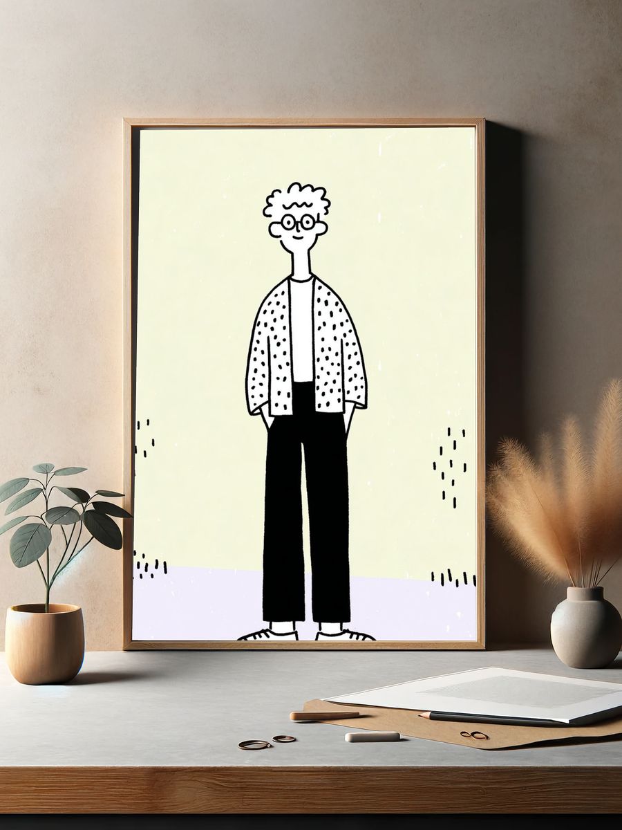 Casual Cartoon Figure Illustration Poster. — room view 2