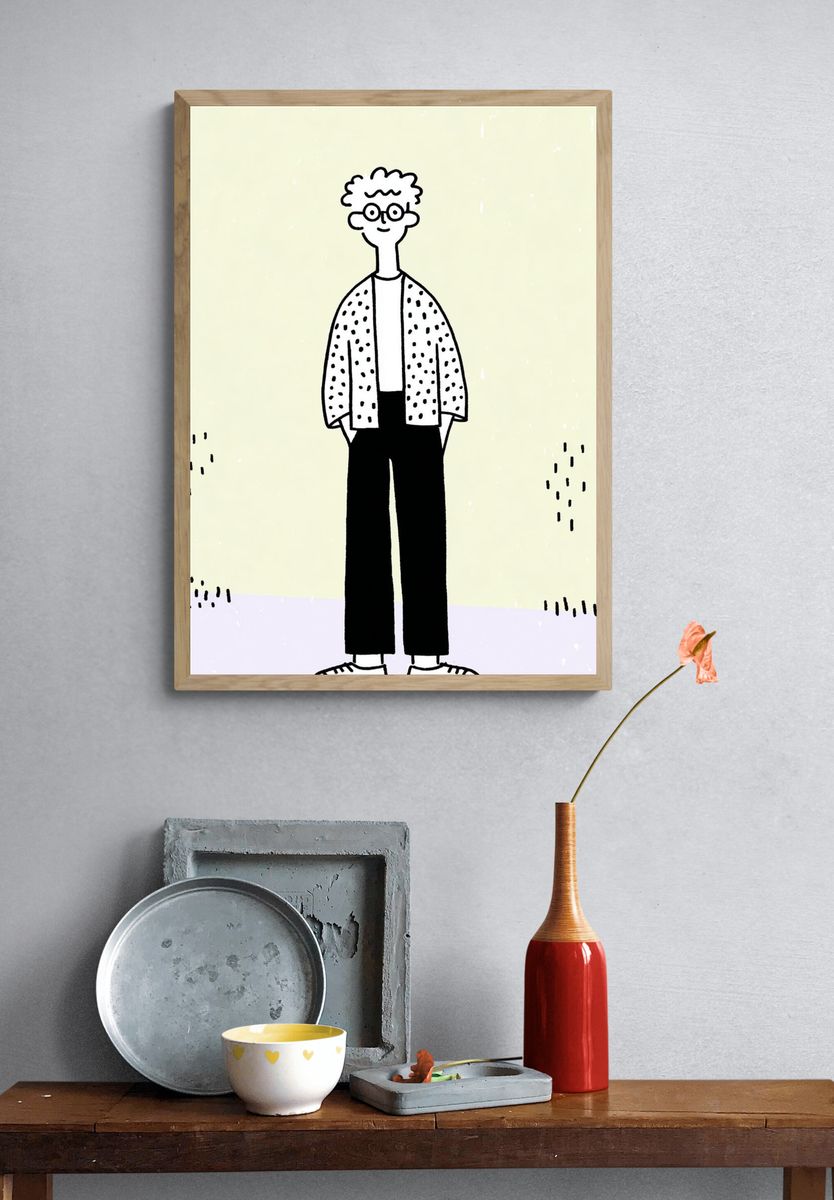 Casual Cartoon Figure Illustration Poster. — room view 3