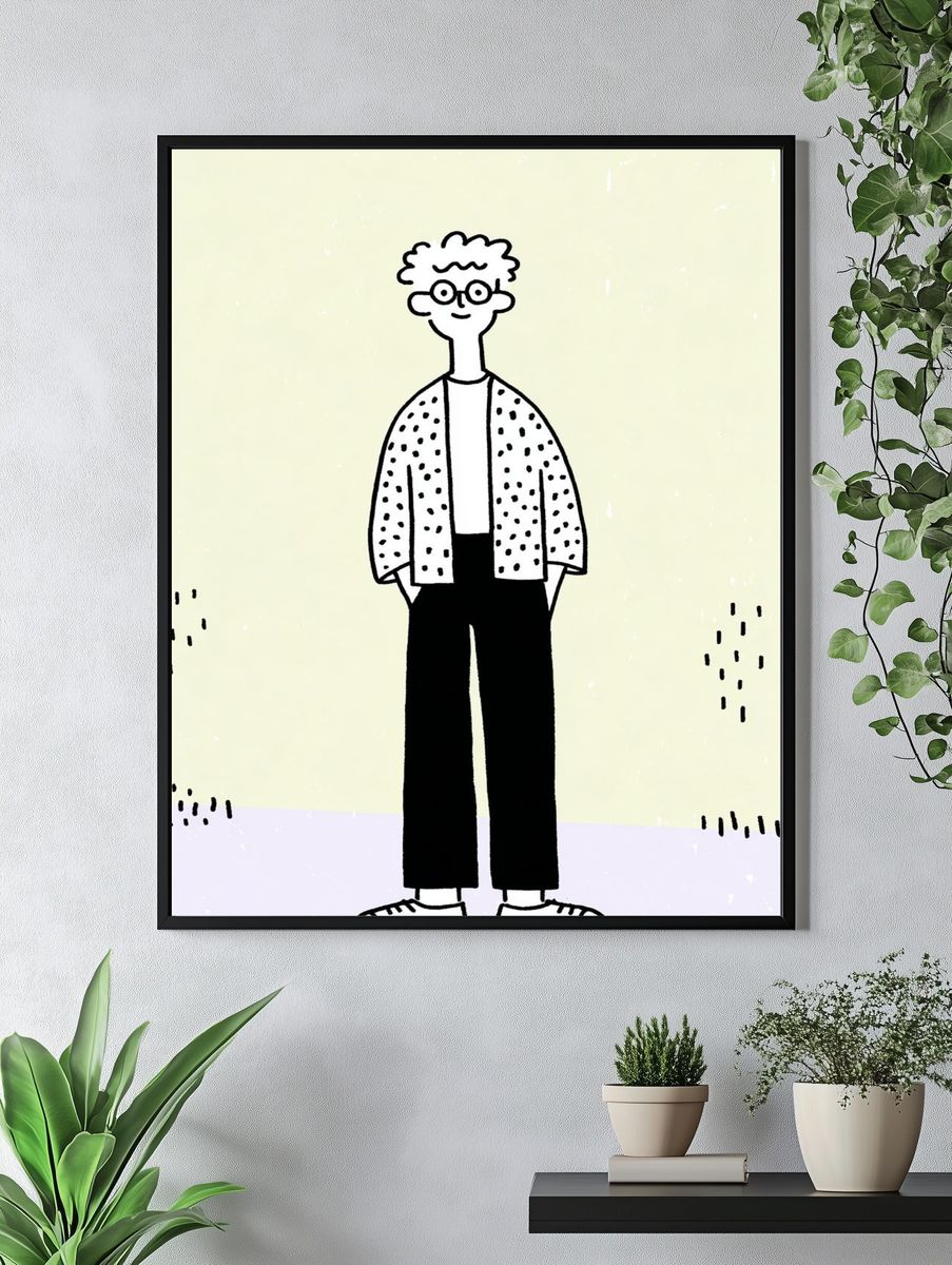 Casual Cartoon Figure Illustration Poster. — room view 4