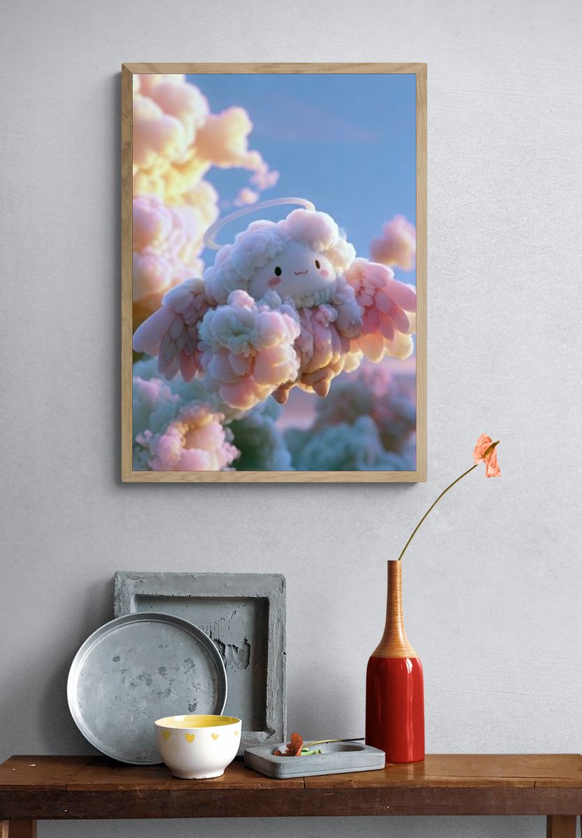 Cloud Angel Digital Art Print. — room view 3