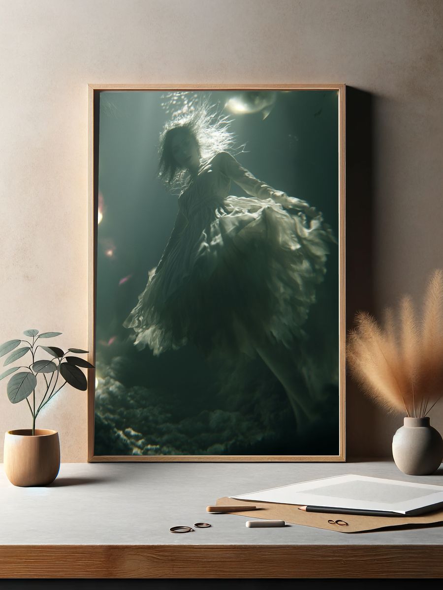 Dreamlike Underwater Figure Print. — room view 2