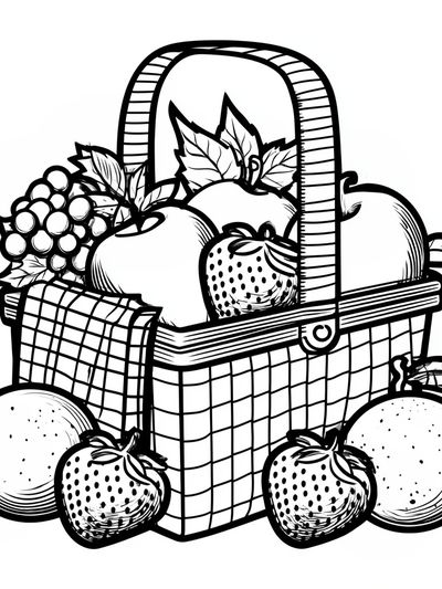 Fruit Basket Line Art Poster.