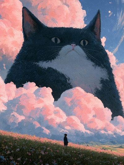 Dreamy Cat in the Clouds Print.