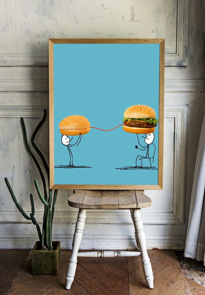 Burger Connection Typography Poster. — room view 1