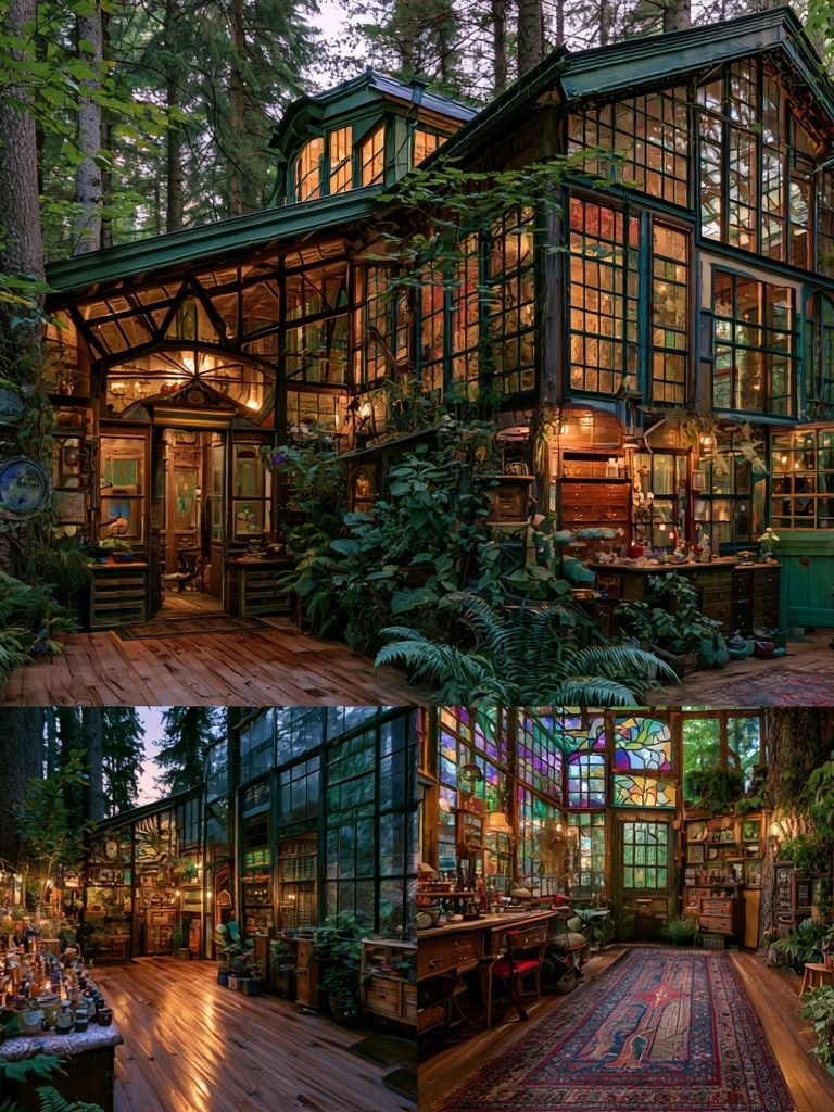 Enchanted Forest Cabin Illustration Poster. poster — illustration art