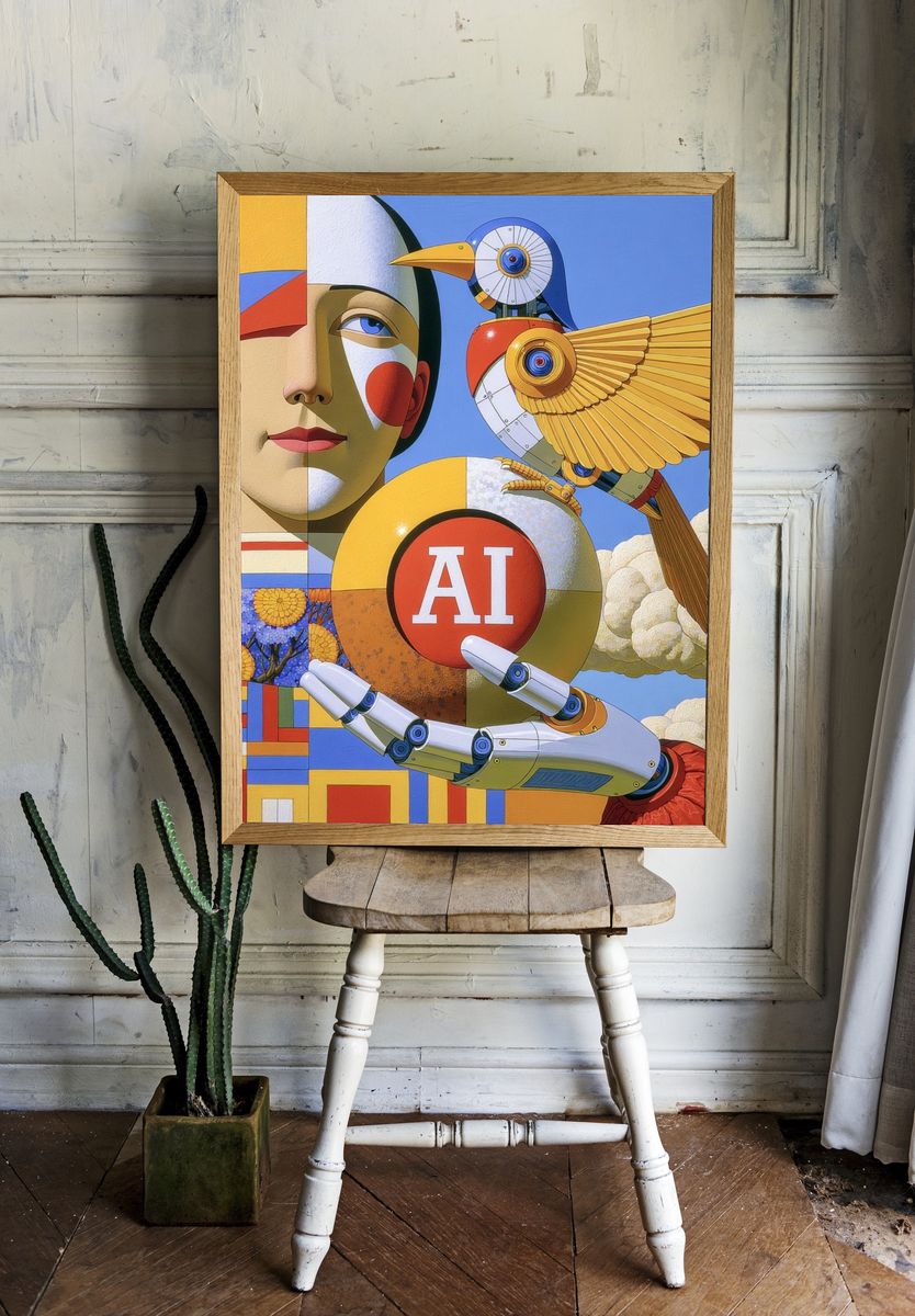 AI Surrealist Illustration Poster. room preview