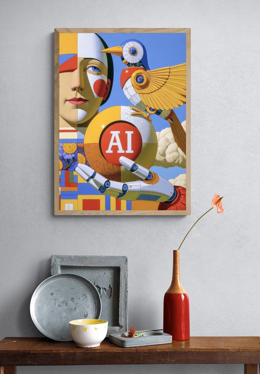 AI Surrealist Illustration Poster. — room view 3