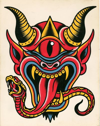 Oni Mask Illustration Poster.