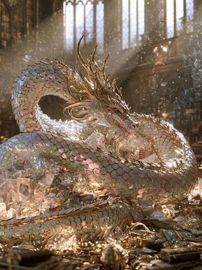 Crystal Dragon Fantasy Print. poster