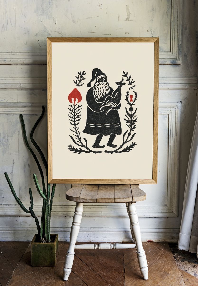 Santa Folk Art Print. — room view 1
