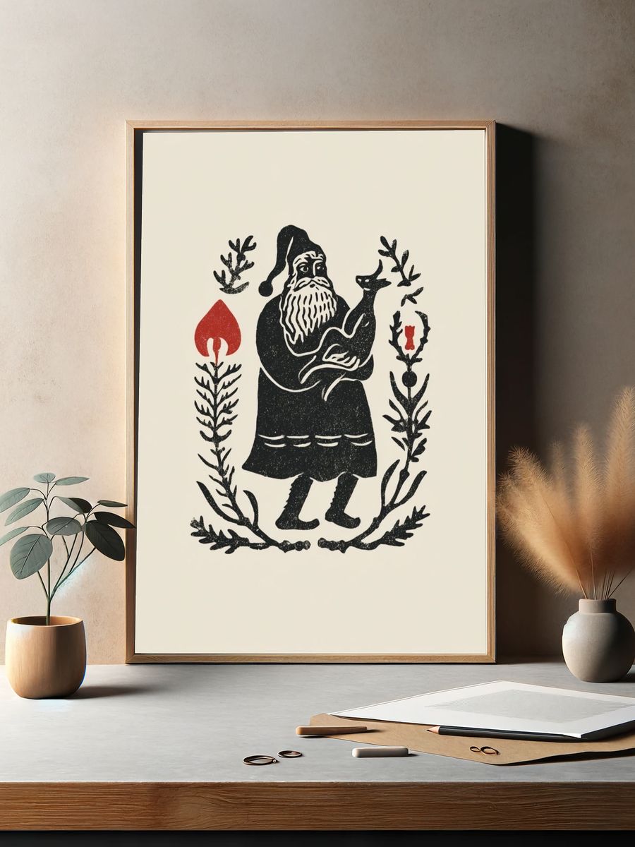 Santa Folk Art Print. — room view 2