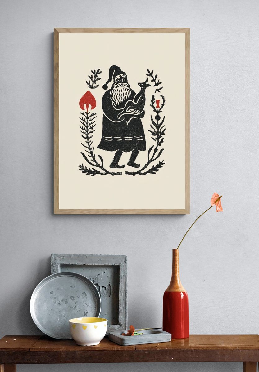 Santa Folk Art Print. — room view 3